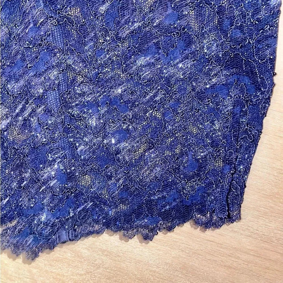 VINTAGE ROBERTA EINER ROYAL BLUE SHEER SPARKLING LACE CROP WITH BUTTONS SIZE M - Picture 12 of 16